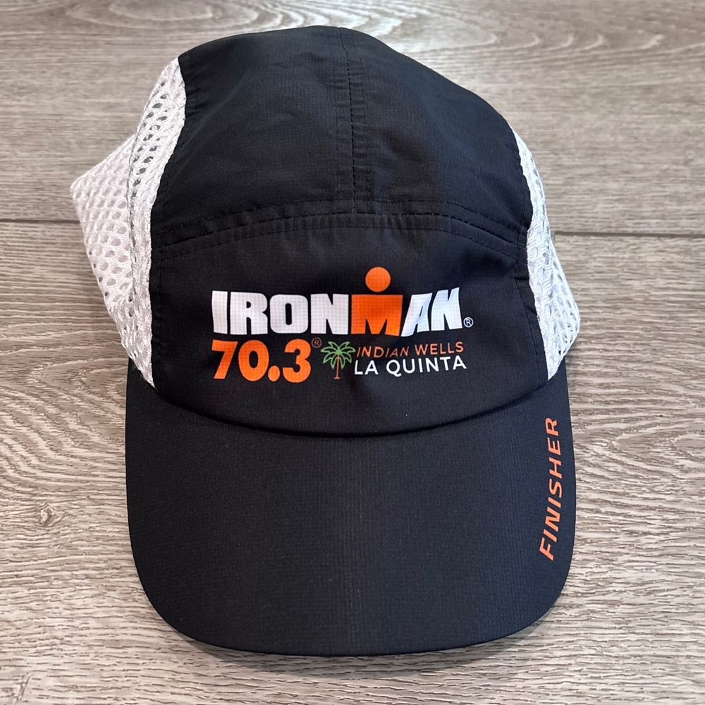 Ironman 70.3 Indian Wells Hat Unisex Black White Mesh Finisher Cap Boco Gear